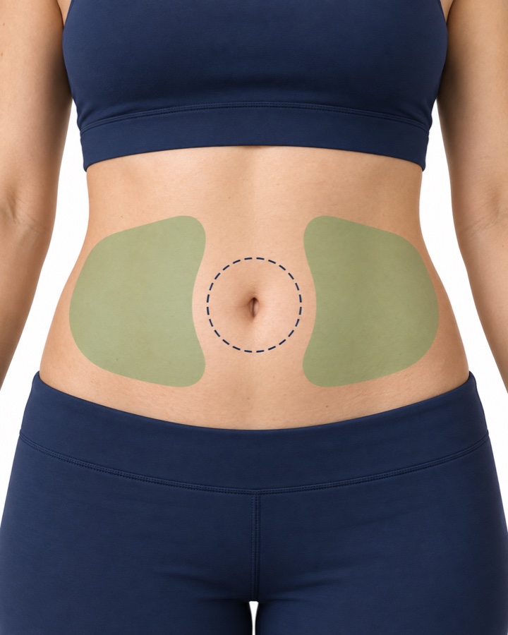Location illustration for abdomen subcutaneous injection