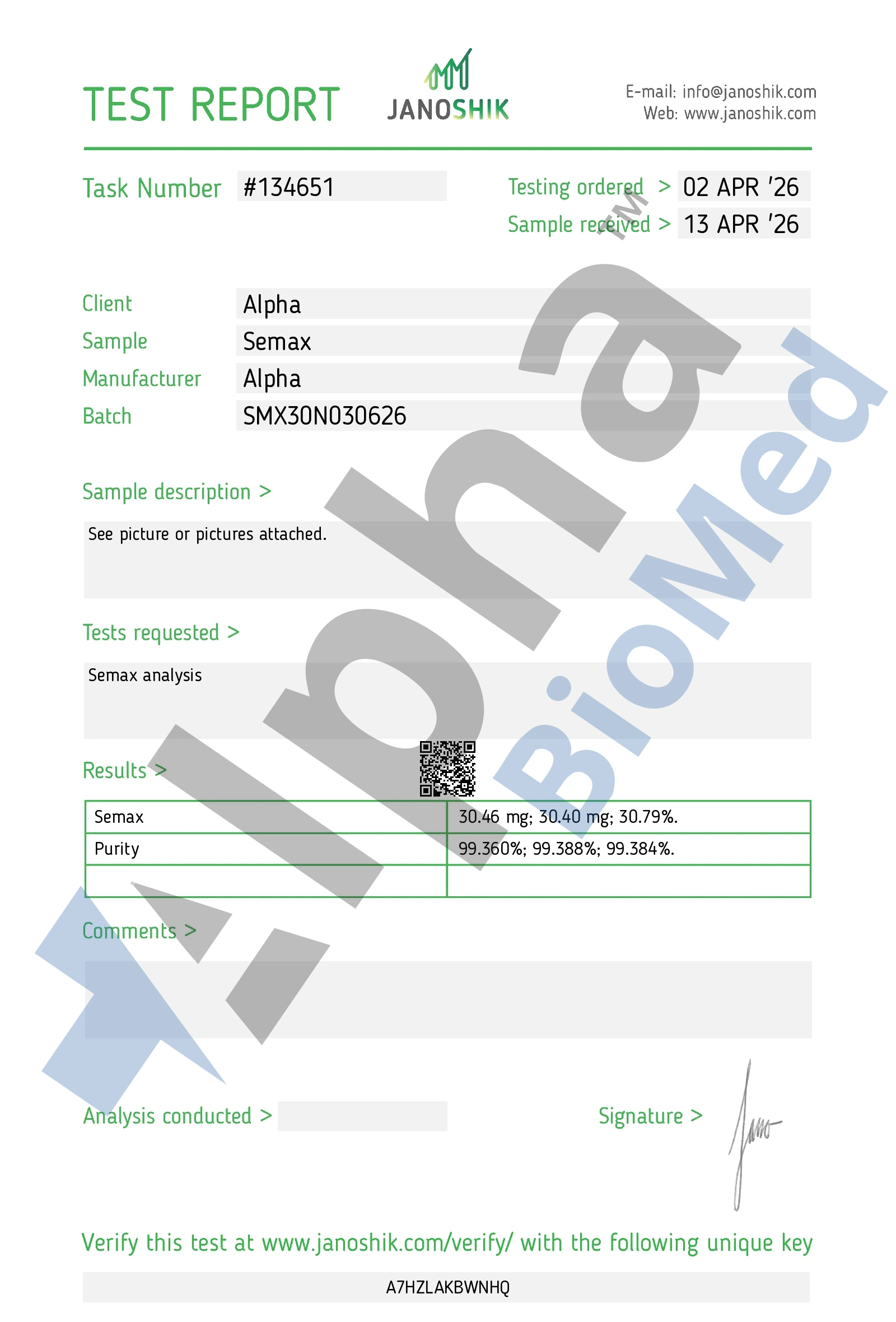 Original Semax certificate preview